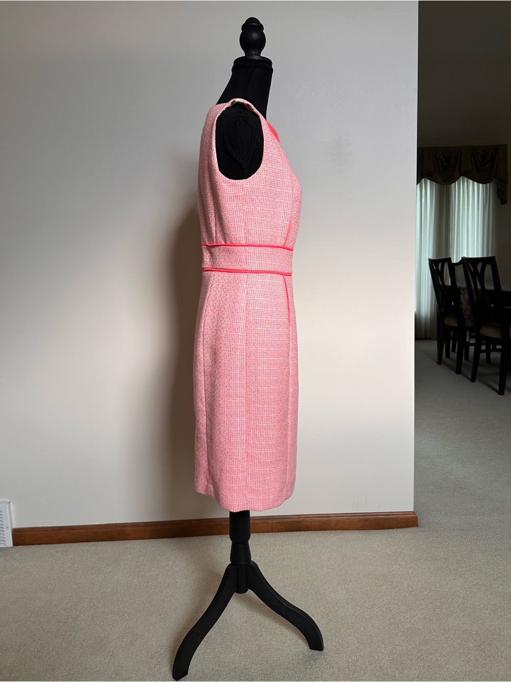 ANTONIO MELANI Coral Tweed Midi Sheath with Coral Trim - Picture 5 of 10